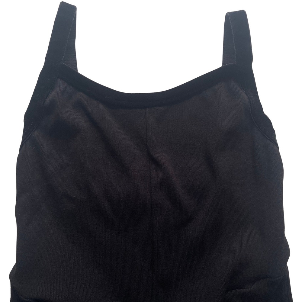 Liana Jumpsuit Women XS Black Ribbed Velvet Trim Sleeveless Flare Leg Slim Fit